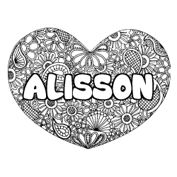 Dibujo para colorear ALISSON - decorado mandala de coraz&oacute;n