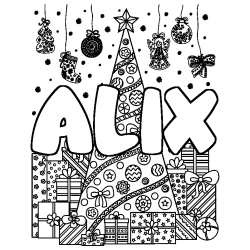 Coloración del nombre ALIX - decorado árbol de Navidad y regalos