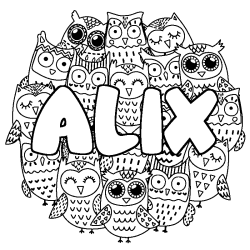 Coloración del nombre ALIX - decorado búhos