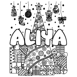 Coloración del nombre ALIYA - decorado árbol de Navidad y regalos