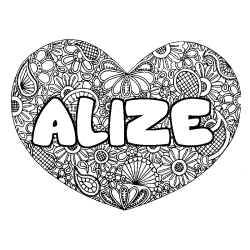 Coloración del nombre ALIZE - decorado mandala de corazón