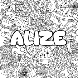 Coloración del nombre ALIZE - decorado mandala de frutas