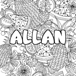 Coloración del nombre ALLAN - decorado mandala de frutas