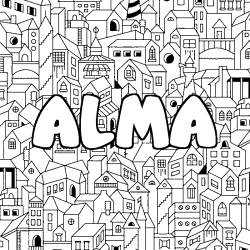 Dibujo para colorear ALMA - decorado ciudad