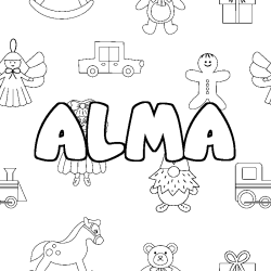 Coloración del nombre ALMA - decorado juguetes