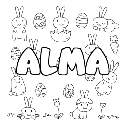 Coloración del nombre ALMA - decorado Pascua