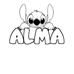 Coloración del nombre ALMA - decorado Stitch