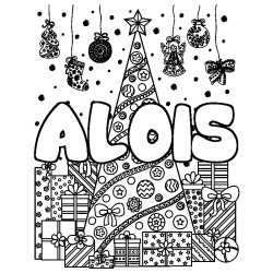 Coloración del nombre ALOIS - decorado árbol de Navidad y regalos