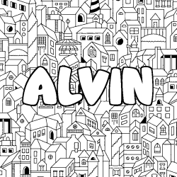 Coloración del nombre ALVIN - decorado ciudad