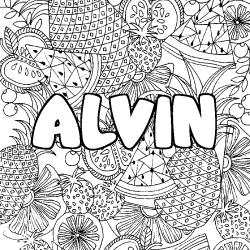 Coloración del nombre ALVIN - decorado mandala de frutas