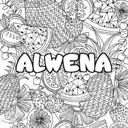 Dibujo para colorear ALWENA - decorado mandala de frutas