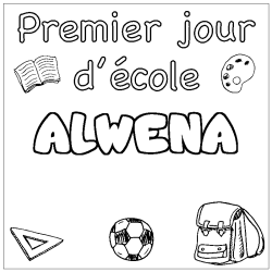 Dibujo para colorear ALWENA - decorado primer d&iacute;a de escuela