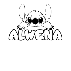 Coloración del nombre ALWENA - decorado Stitch