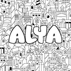 Coloración del nombre ALYA - decorado ciudad