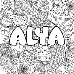 Coloración del nombre ALYA - decorado mandala de frutas