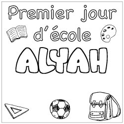 Dibujo para colorear ALYAH - decorado primer d&iacute;a de escuela