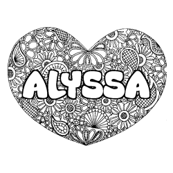 Coloración del nombre ALYSSA - decorado mandala de corazón