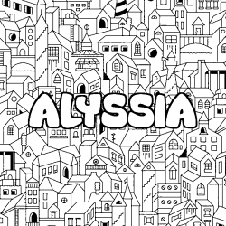 Coloración del nombre ALYSSIA - decorado ciudad