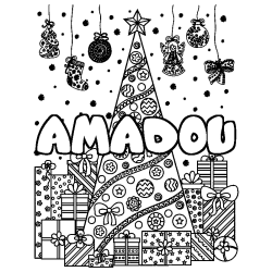 Coloración del nombre AMADOU - decorado árbol de Navidad y regalos