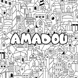 Coloración del nombre AMADOU - decorado ciudad