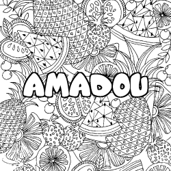 Coloración del nombre AMADOU - decorado mandala de frutas