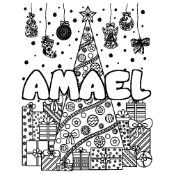 Coloración del nombre AMAEL - decorado árbol de Navidad y regalos