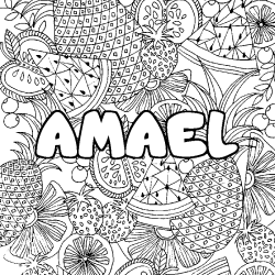 Coloración del nombre AMAEL - decorado mandala de frutas