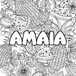 Coloración del nombre AMAIA - decorado mandala de frutas