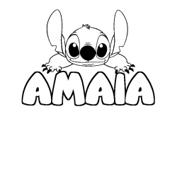 Coloración del nombre AMAIA - decorado Stitch