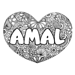 Coloración del nombre AMAL - decorado mandala de corazón