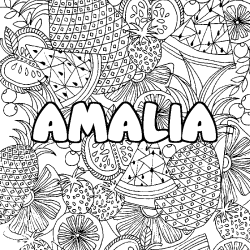 Coloración del nombre AMALIA - decorado mandala de frutas