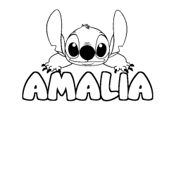 Coloración del nombre AMALIA - decorado Stitch