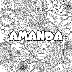 Coloración del nombre AMANDA - decorado mandala de frutas