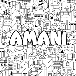 Dibujo para colorear AMANI - decorado ciudad