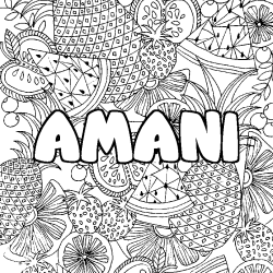 Coloración del nombre AMANI - decorado mandala de frutas