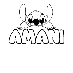 Coloración del nombre AMANI - decorado Stitch