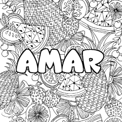 Coloración del nombre AMAR - decorado mandala de frutas