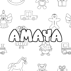 Coloración del nombre AMAYA - decorado juguetes