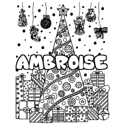 Coloración del nombre AMBROISE - decorado árbol de Navidad y regalos