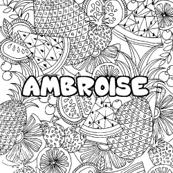 Coloración del nombre AMBROISE - decorado mandala de frutas