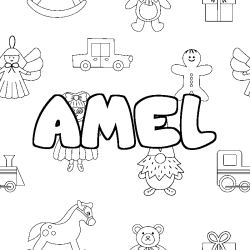 Coloración del nombre AMEL - decorado juguetes