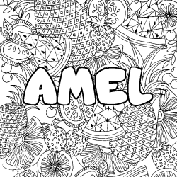 Coloración del nombre AMEL - decorado mandala de frutas