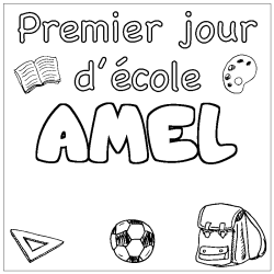 Dibujo para colorear AMEL - decorado primer d&iacute;a de escuela