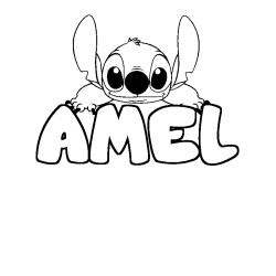 Coloración del nombre AMEL - decorado Stitch