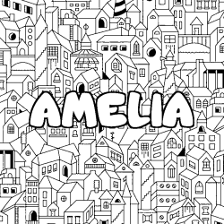 Coloración del nombre AMELIA - decorado ciudad