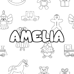 Coloración del nombre AMELIA - decorado juguetes