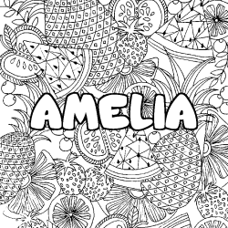 Dibujo para colorear AMELIA - decorado mandala de frutas