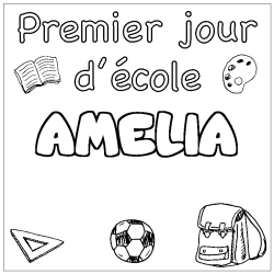 Dibujo para colorear AMELIA - decorado primer d&iacute;a de escuela
