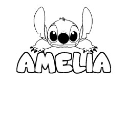 Coloración del nombre AMELIA - decorado Stitch