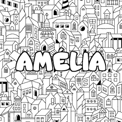 Coloración del nombre AMÉLIA - decorado ciudad